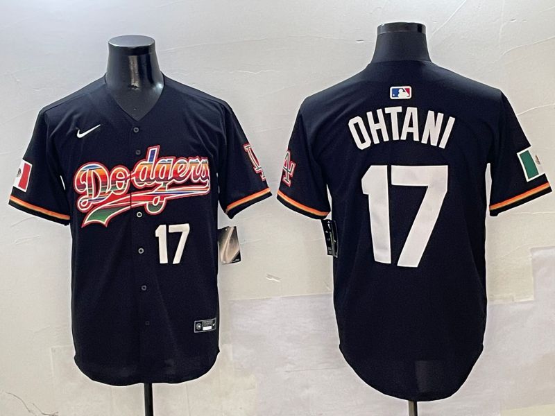 Men Los Angeles Dodgers #17 Ohtani Black rainbow Nike 2025 MLB Jersey style 3->los angeles dodgers->MLB Jersey